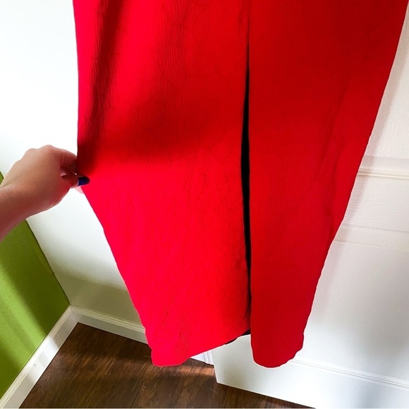 Art259Design Dress Backless Halter Slit Crinkle Midi Red S NWT - Picture 2 of 8